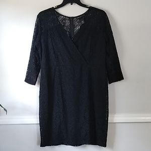 Lane Bryant lace sheath black party dress